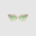 Brutal 1.0 Sunglasses by Tribu Eyewear — Champagne crystal acetate square frame, sage lens, front view, grey background.
