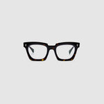 Brutal 1.0 Optical by Tribu Eyewear — Tortoiseshell square optical frame, front view studio lighting. 
