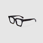 Brutal 1.0 Optical by Tribu Eyewear — Tortoiseshell square optical frame, side view studio lighting. 
