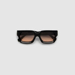 Brutal 3.0  Sunglasses by Tribu Eyewear — Black square acetate frame, dusk lens, flat view light grey background.