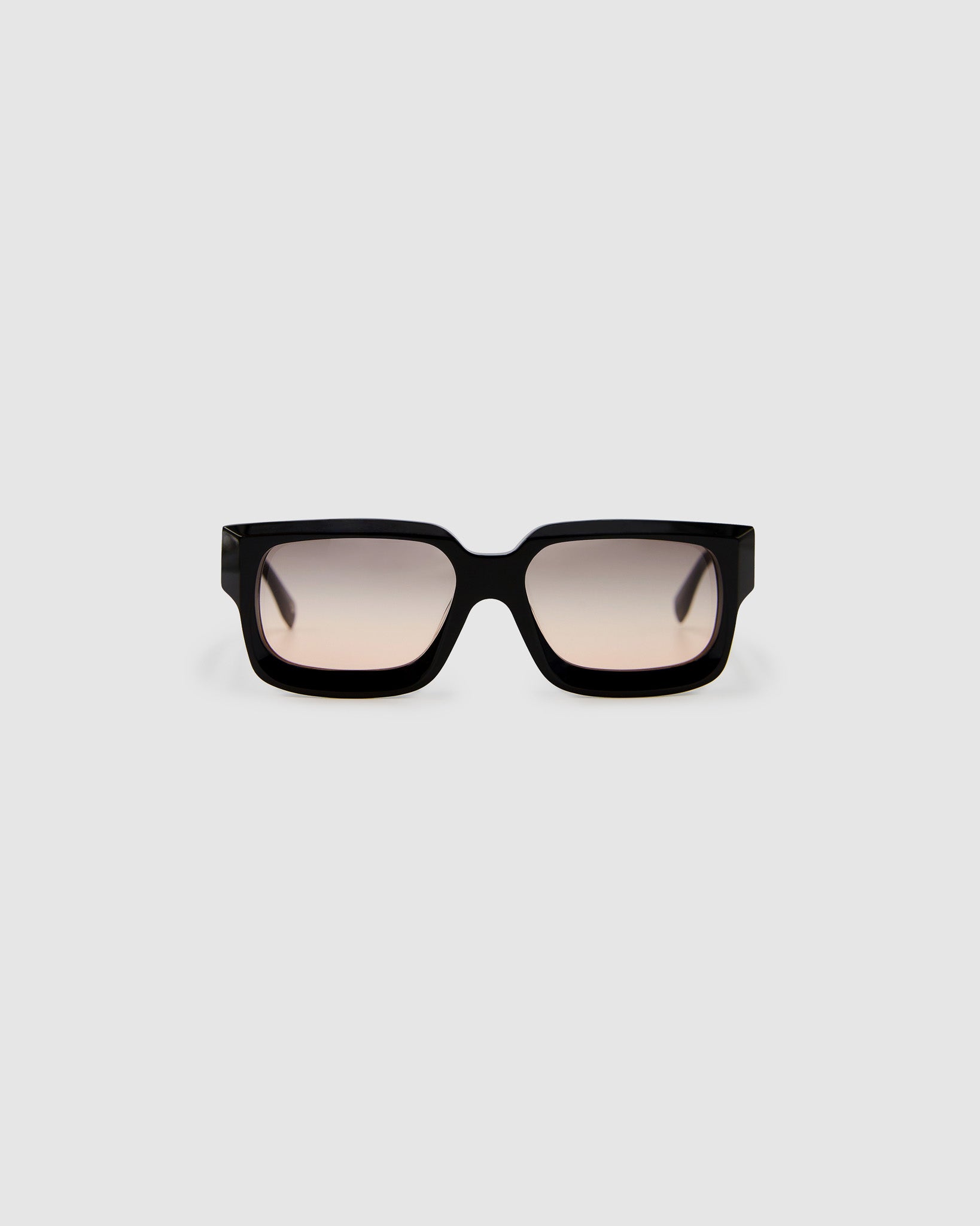 Brutal 3.0  Sunglasses by Tribu Eyewear — Black square acetate frame, dusk lens, front view light grey background.