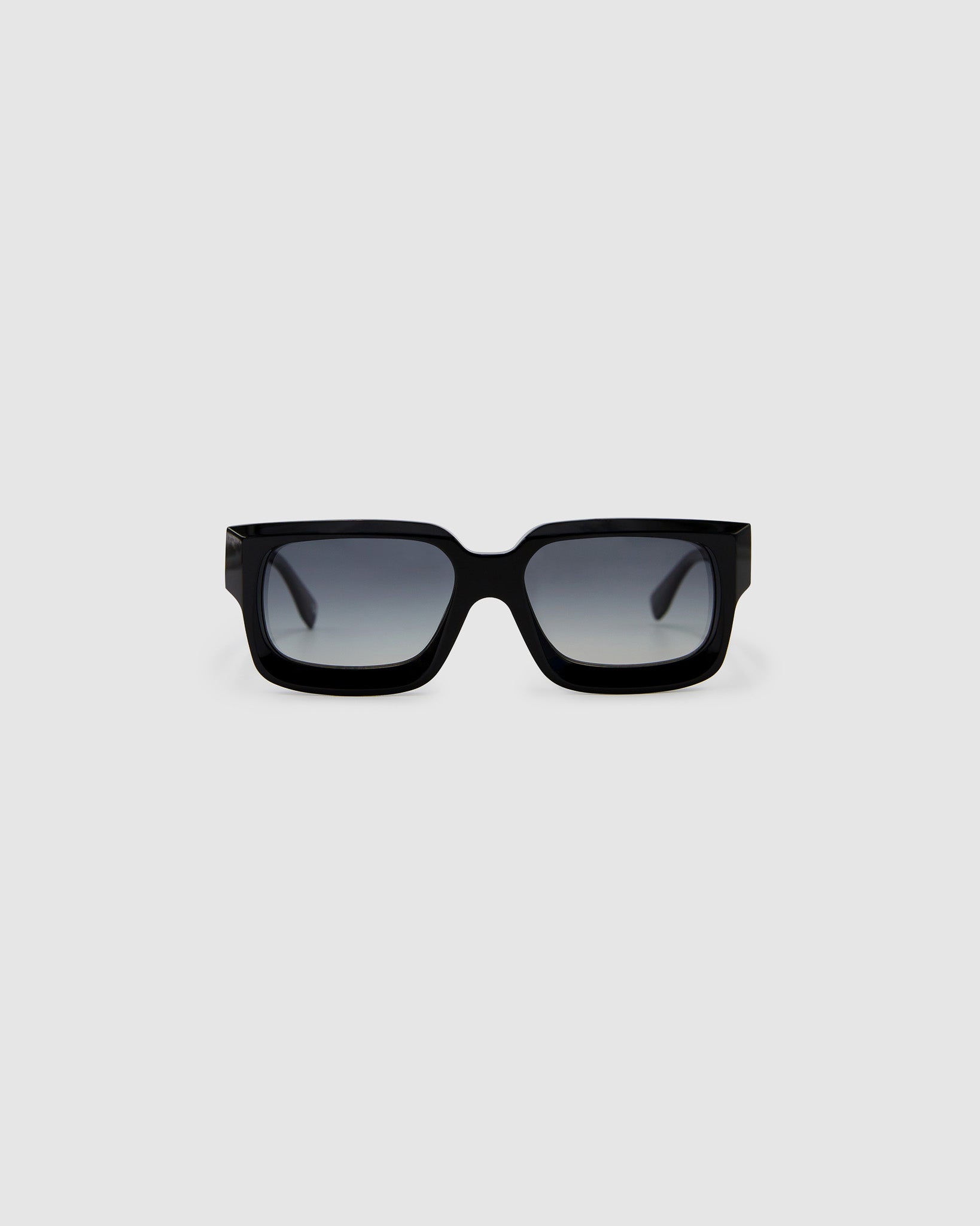 Brutal 3.0 Polarised Sunglasses by Tribu Eyewear — Black square frame, front view light grey background.