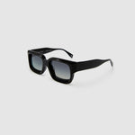 Brutal 3.0 Polarised Sunglasses by Tribu Eyewear — Black square frame, side view light grey background.