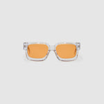 Brutal 3.0  Sunglasses by Tribu Eyewear — Crystal square acetate frame, sunset lens, front view light grey background.