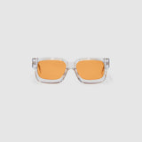 Brutal 3.0  Sunglasses by Tribu Eyewear — Crystal square acetate frame, sunset lens, front view light grey background.
