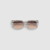 Brutal 3.0  Sunglasses by Tribu Eyewear — Crystal square acetate frame, dusk lens, flat view light grey background.