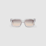 Brutal 3.0  Sunglasses by Tribu Eyewear — Crystal square acetate frame, dusk lens, front view light grey background.