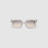 Brutal 3.0  Sunglasses by Tribu Eyewear — Crystal square acetate frame, dusk lens, front view light grey background.