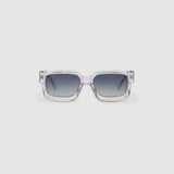 Brutal 3.0 Polarised Sunglasses by Tribu Eyewear — Crystal square acetate frame, front view light grey background.