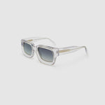 Brutal 3.0 Polarised Sunglasses by Tribu Eyewear — Crystal square acetate frame, side view light grey background.