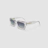 Brutal 3.0 Polarised Sunglasses by Tribu Eyewear — Crystal square acetate frame, side view light grey background.