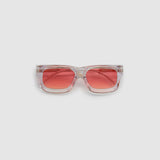 Brutal 3.0  Sunglasses by Tribu Eyewear — Crystal square acetate frame, sunset lens, flat view light grey background.