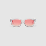 Brutal 3.0  Sunglasses by Tribu Eyewear — Crystal square acetate frame, sunset lens, front view light grey background.