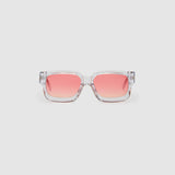 Brutal 3.0  Sunglasses by Tribu Eyewear — Crystal square acetate frame, sunset lens, front view light grey background.