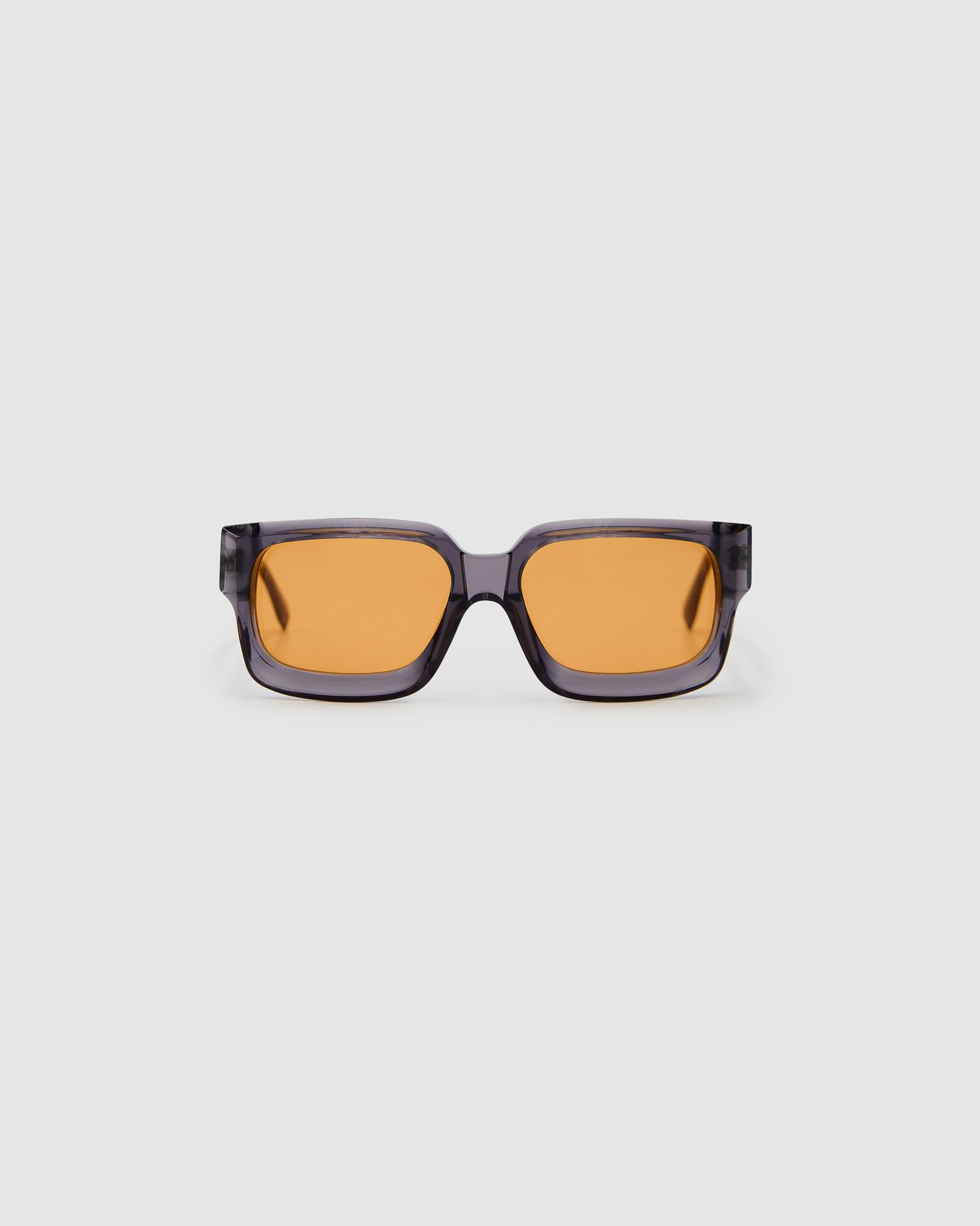 Brutal 3.0  Sunglasses by Tribu Eyewear — Smoke Crystal square acetate frame, desert orange lens, front view light grey background.