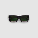 Brutal 3.0 Green Polarised Sunglasses by Tribu Eyewear — Smoke Crystal square acetate frame, flat view light grey background.