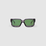 Brutal 3.0 Green Polarised Sunglasses by Tribu Eyewear — Smoke Crystal square acetate frame, front view light grey background.