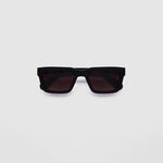 Brutal 5.0 Polarised Sunglasses by Tribu Eyewear — Matte Black rectangular acetate frame, rose grad lens, flat view light grey background.