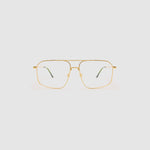 Fonda Brushed Gold Optical by Tribu Eyewear — Fine wire metal frame studio lighting 