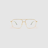 Fonda Brushed Gold Optical by Tribu Eyewear — Fine wire metal frame studio lighting 