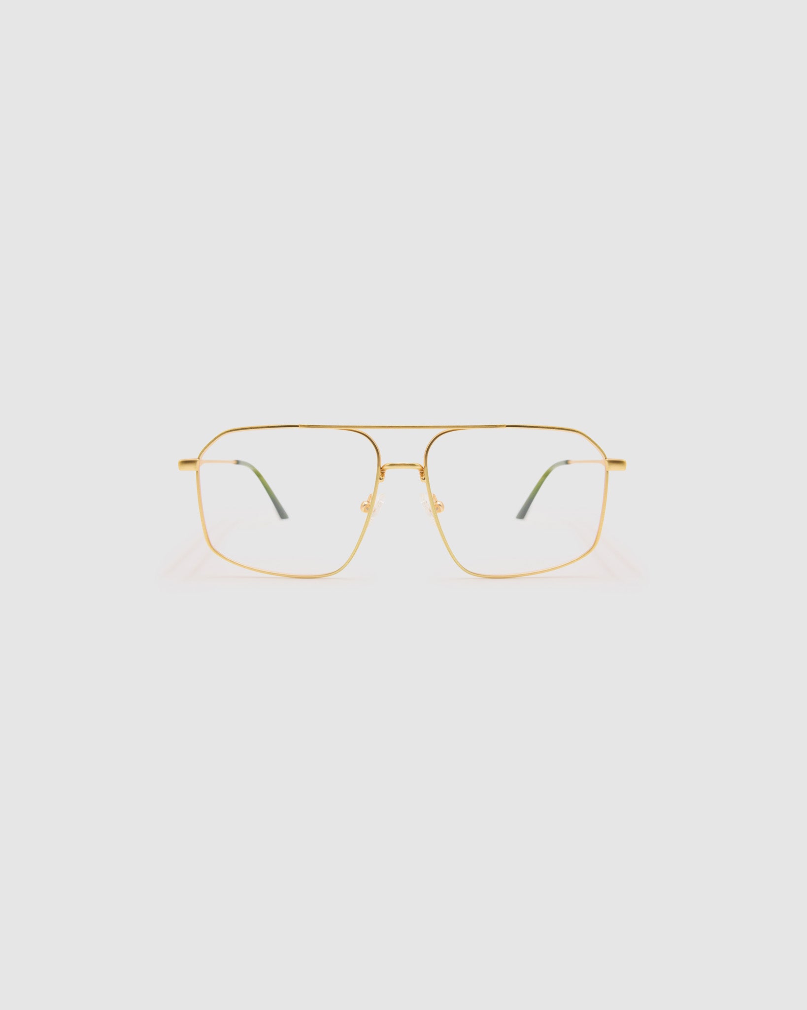 Fonda Brushed Gold Optical by Tribu Eyewear — Fine wire metal frame studio lighting 