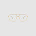 Fonda Brushed Gold Optical by Tribu Eyewear — Fine wire aviator metal frame studio lighting 
