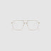 Fonda Brushed Silver Optical by Tribu Eyewear —  Fine wire metal aviator frame, grey background. 