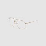 Fonda Brushed Silver Optical by Tribu Eyewear —  Fine wire metal frame, side view studio lighting. 
