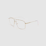 Fonda Brushed Silver Optical by Tribu Eyewear —  Fine wire metal frame, side view studio lighting. 
