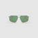 Fonda Sunglasses by Tribu Eyewear — Green polarised lens in a Silver metal aviator frame, front view on a grey background.