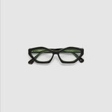 Franky Optical  by Tribu Eyewear — Black on Green Cat-eye optical frame, detailed view studio lighting. 