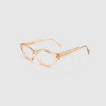 Franky Optical  by Tribu Eyewear — Champagne Crystal Cat-eye optical frame, side view studio lighting. 