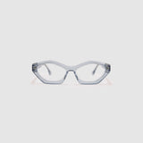 Franky Optical  by Tribu Eyewear — Smoke Cat-eye optical frame, front view studio lighting. 