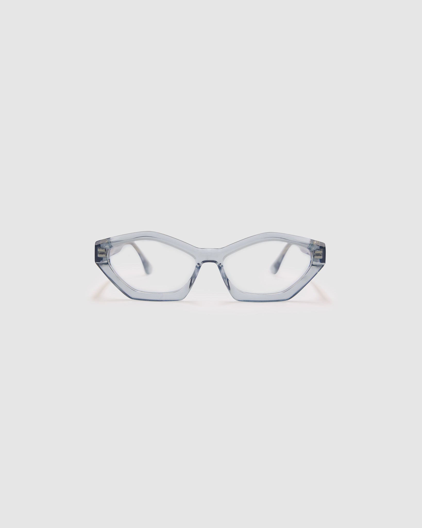 Franky Optical  by Tribu Eyewear — Smoke Cat-eye optical frame, front view studio lighting. 