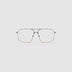 Fonda Gun metal Optical by Tribu Eyewear  — Fine wire metal aviator frame, grey background. 