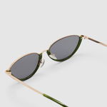 TRIBU Nardi Green and rose gold cat-eye sunglasses – detailed view