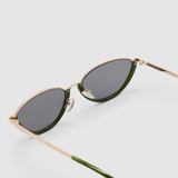 TRIBU Nardi Green and rose gold cat-eye sunglasses – detailed view
